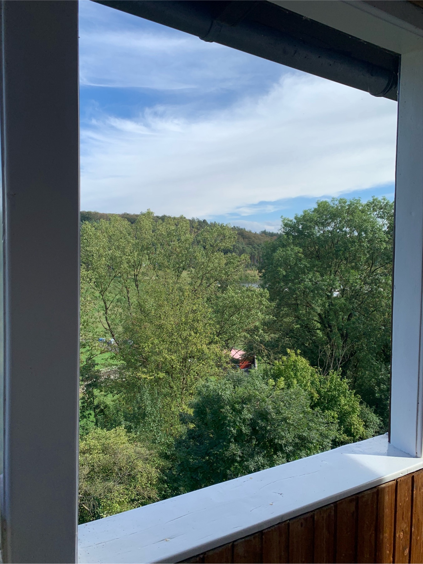 Blick aus dem Balkonzimmer ins Grüne